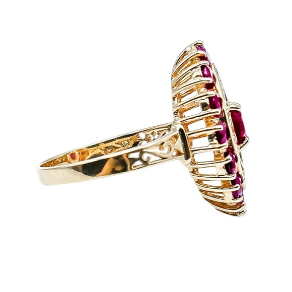 Vintage 14K Yellow Gold Natural Ruby July Birthday Romantic Statement Ring Size - Picture 2 of 5
